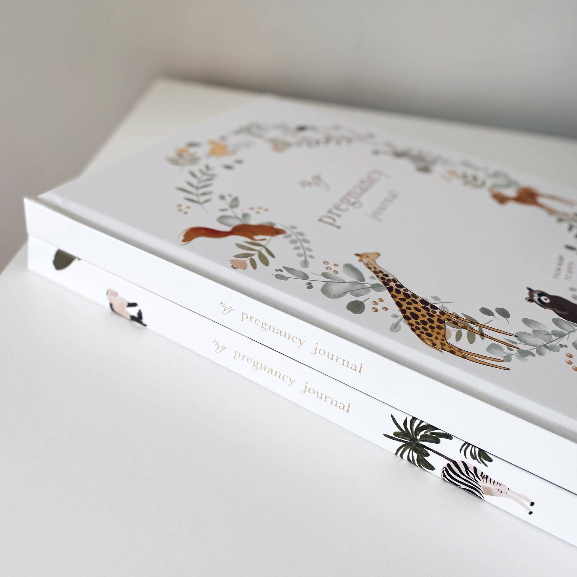 Pregnancy Journal Animals  Keepsake Journal with Gilded Edges Blush And Gold