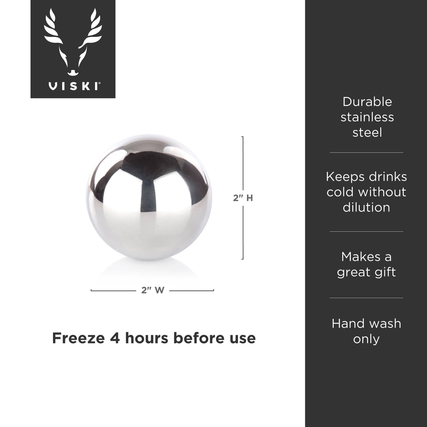 Glacier Rocks® Large Stainless Steel Whiskey Ball Viski