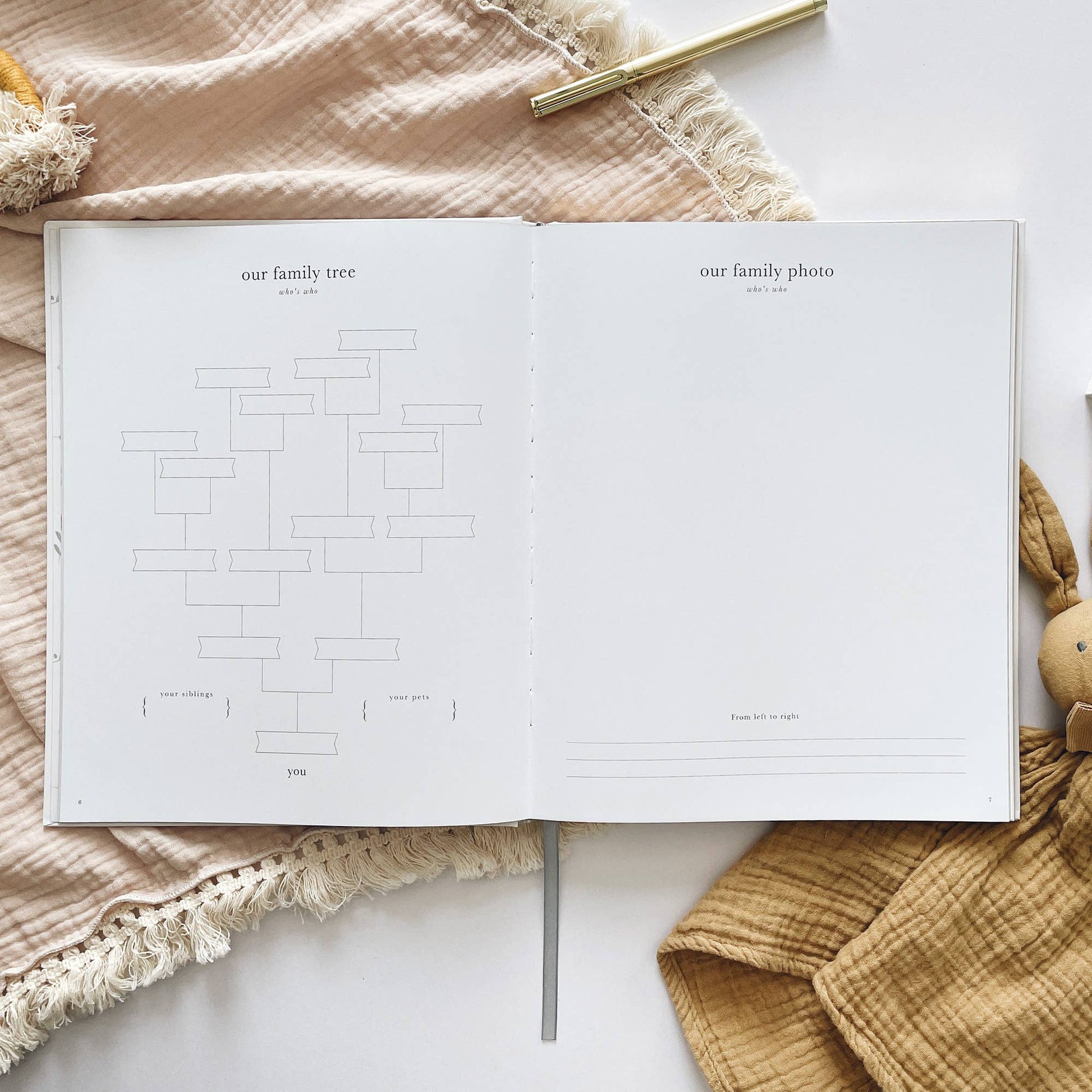 Pregnancy Journal Animals  Keepsake Journal with Gilded Edges Blush And Gold