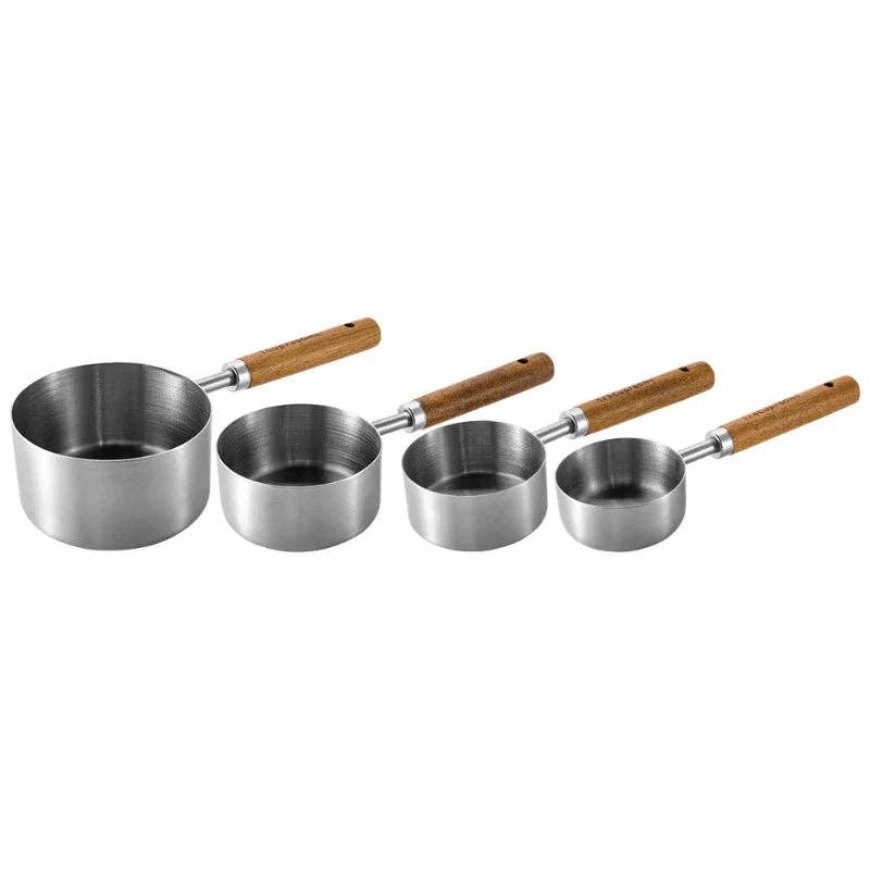 Stainless Steel & Wood Measuring Cups