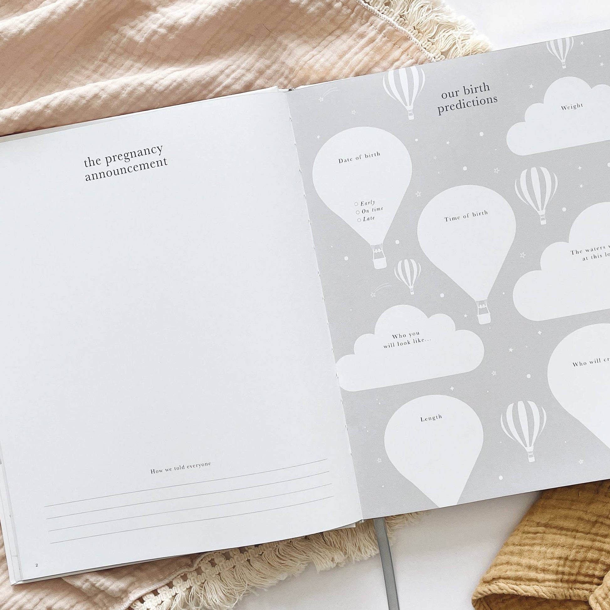 Pregnancy Journal Animals  Keepsake Journal with Gilded Edges Blush And Gold