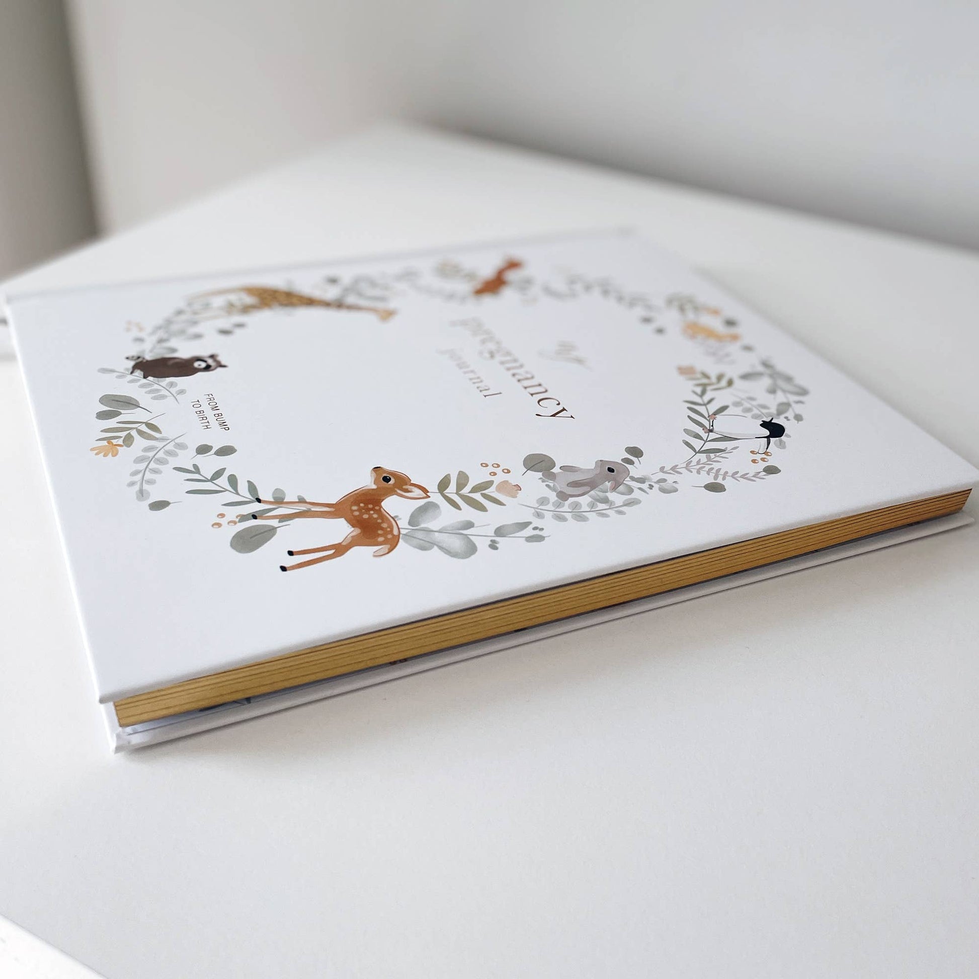 Pregnancy Journal Animals  Keepsake Journal with Gilded Edges Blush And Gold