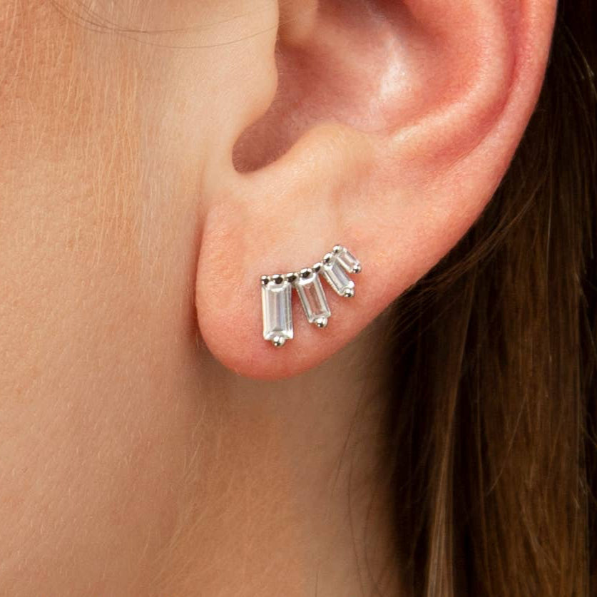 Baguette Minimalist Wedding Earrings