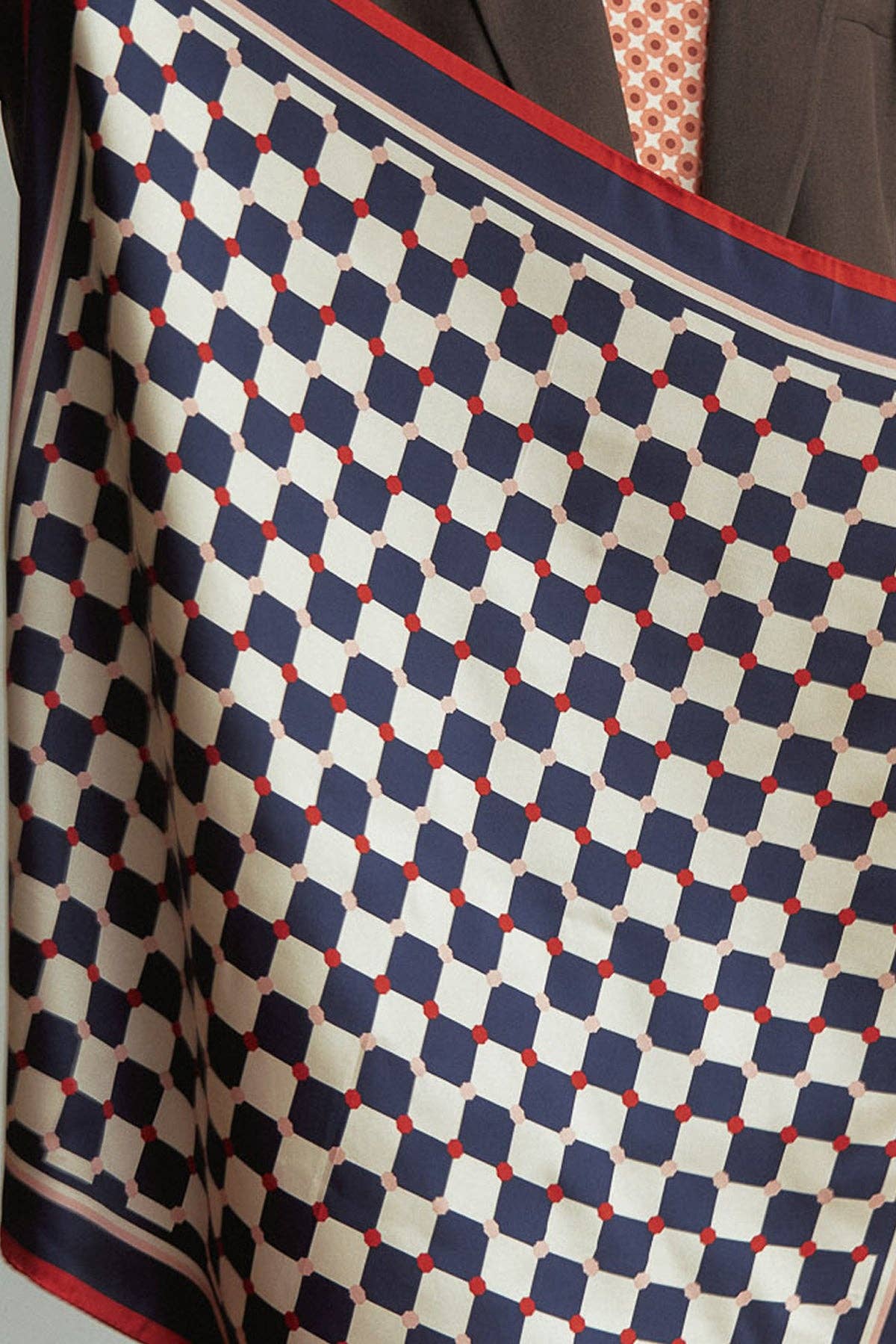 Blue Checkerboard Silk Scarf