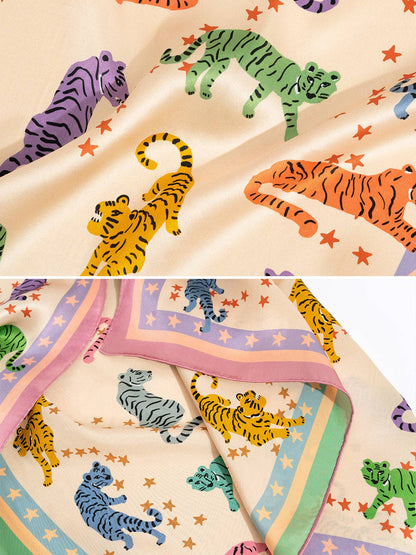 Neon Tigers Large Silk Scarf