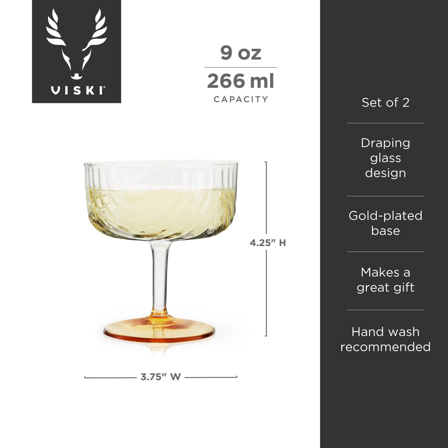 Gold Plated Deco Cocktail Coupes