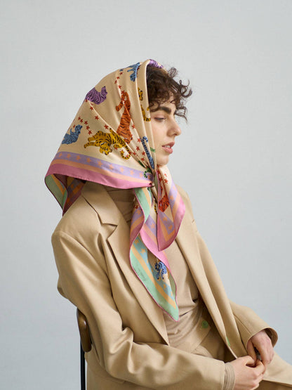Neon Tigers Large Silk Scarf