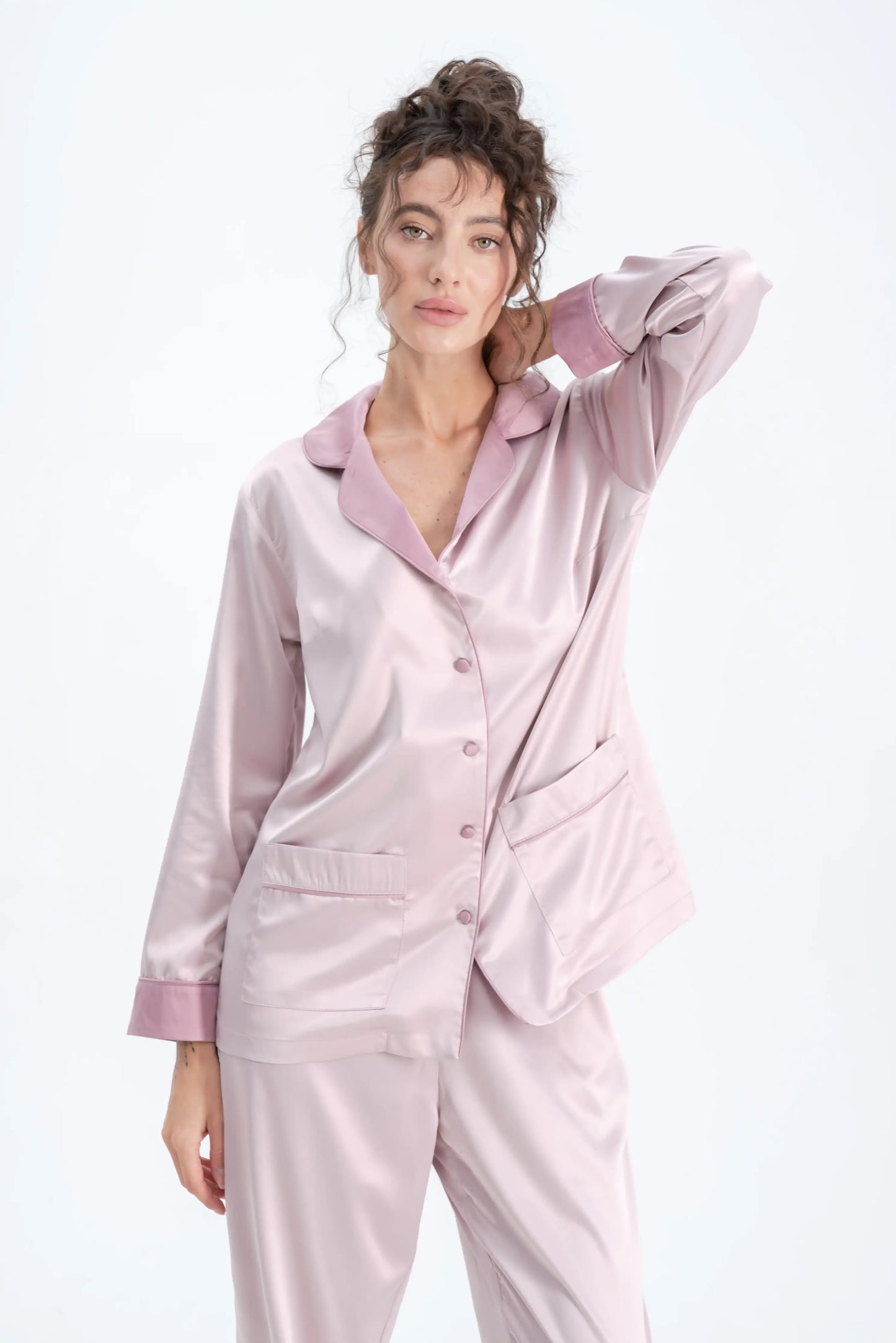 Long Satin Silk Pajamas
