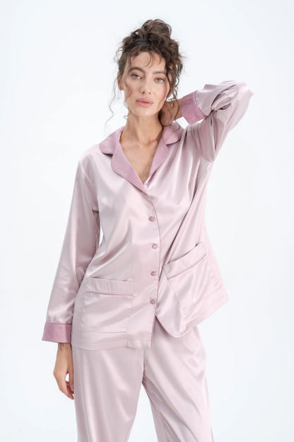 Long Satin Silk Pajamas