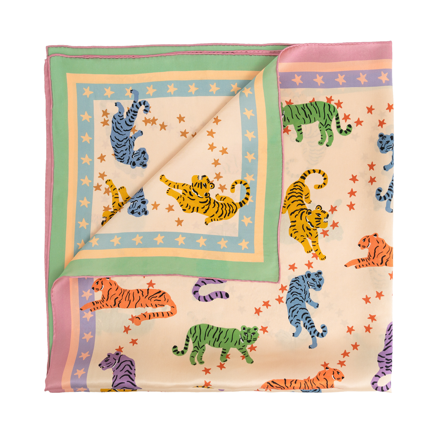 Neon Tigers Large Silk Scarf