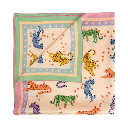 Neon Tigers Large Silk Scarf