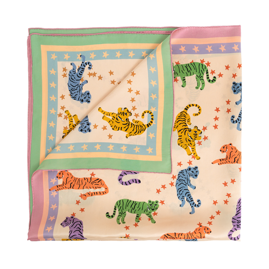 Neon Tigers Large Silk Scarf