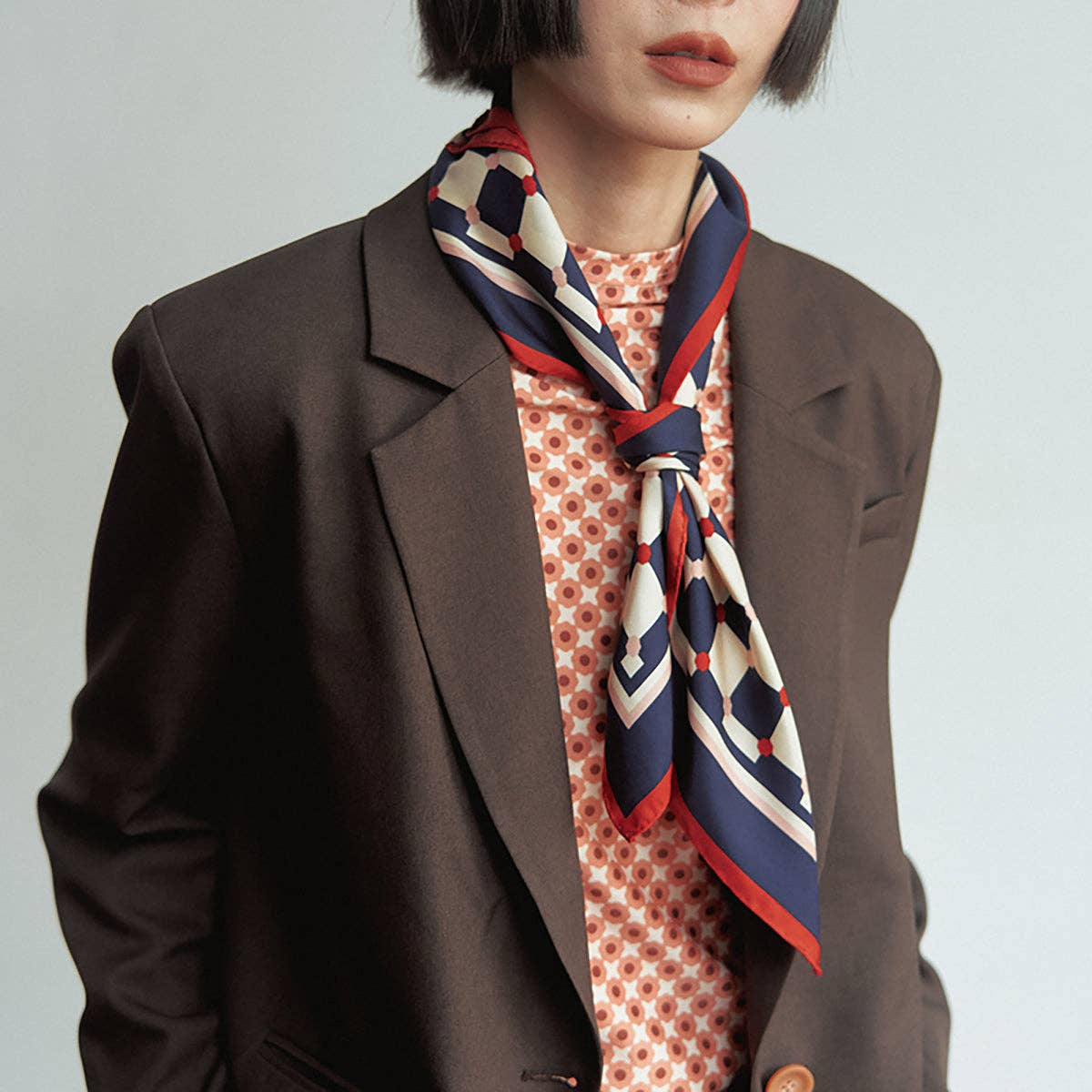 Blue Checkerboard Silk Scarf