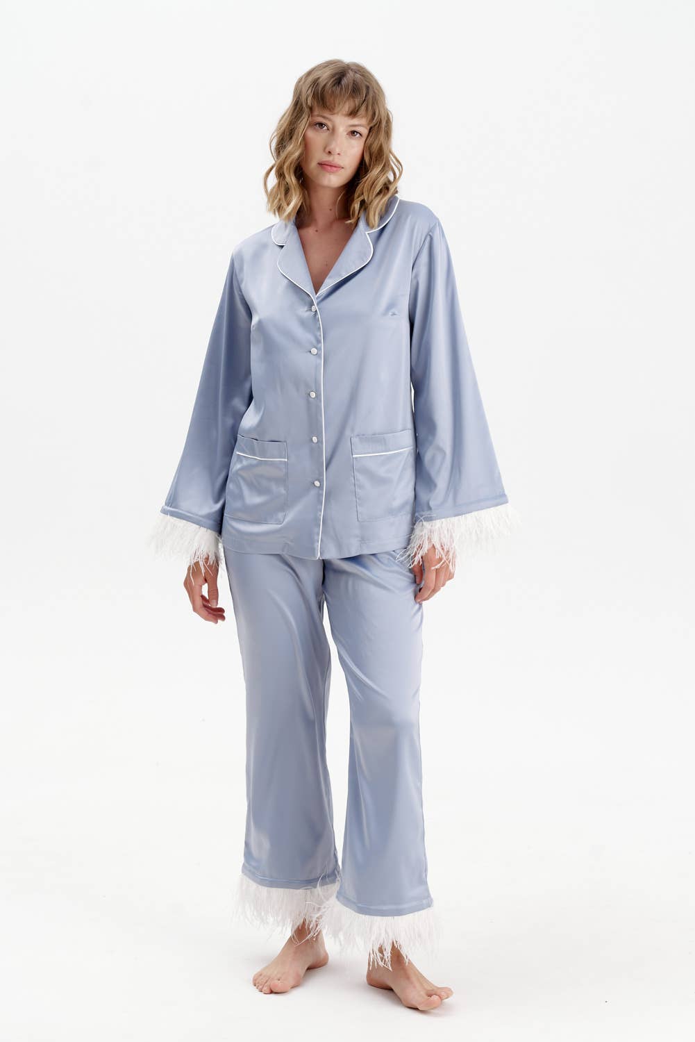 Satin Silk Feather Pajamas