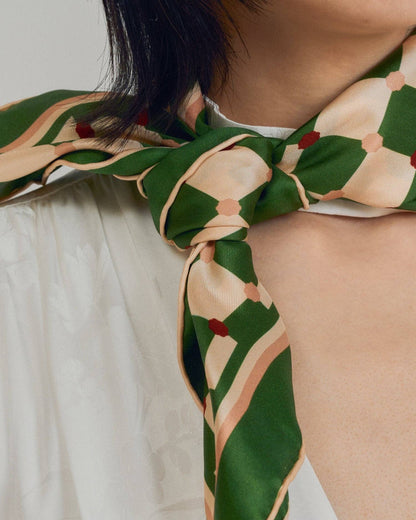 Green Checkerboard Silk Scarf