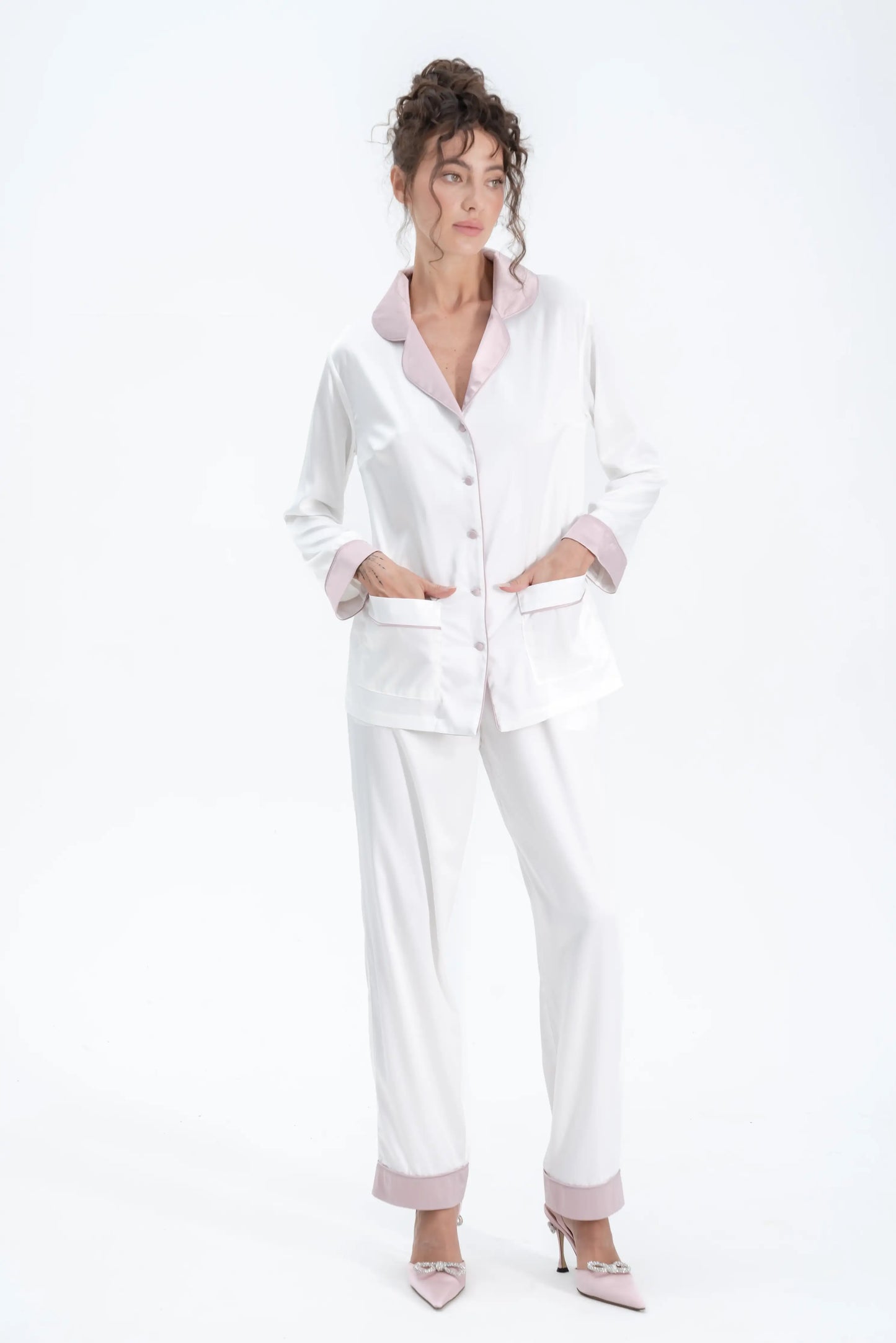 Long Satin Silk Pajamas