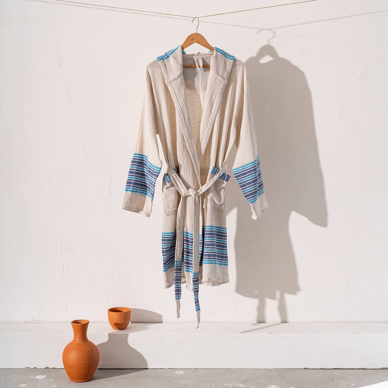 Turkish Cotton Hooded Kimono Bathrobe