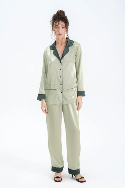 Long Satin Silk Pajamas