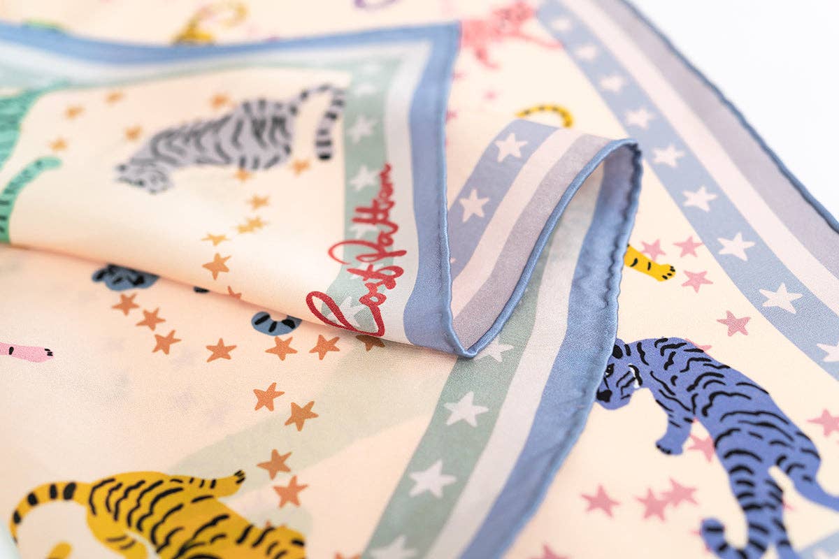 Neon Tigers Silk Bandana Scarf Small