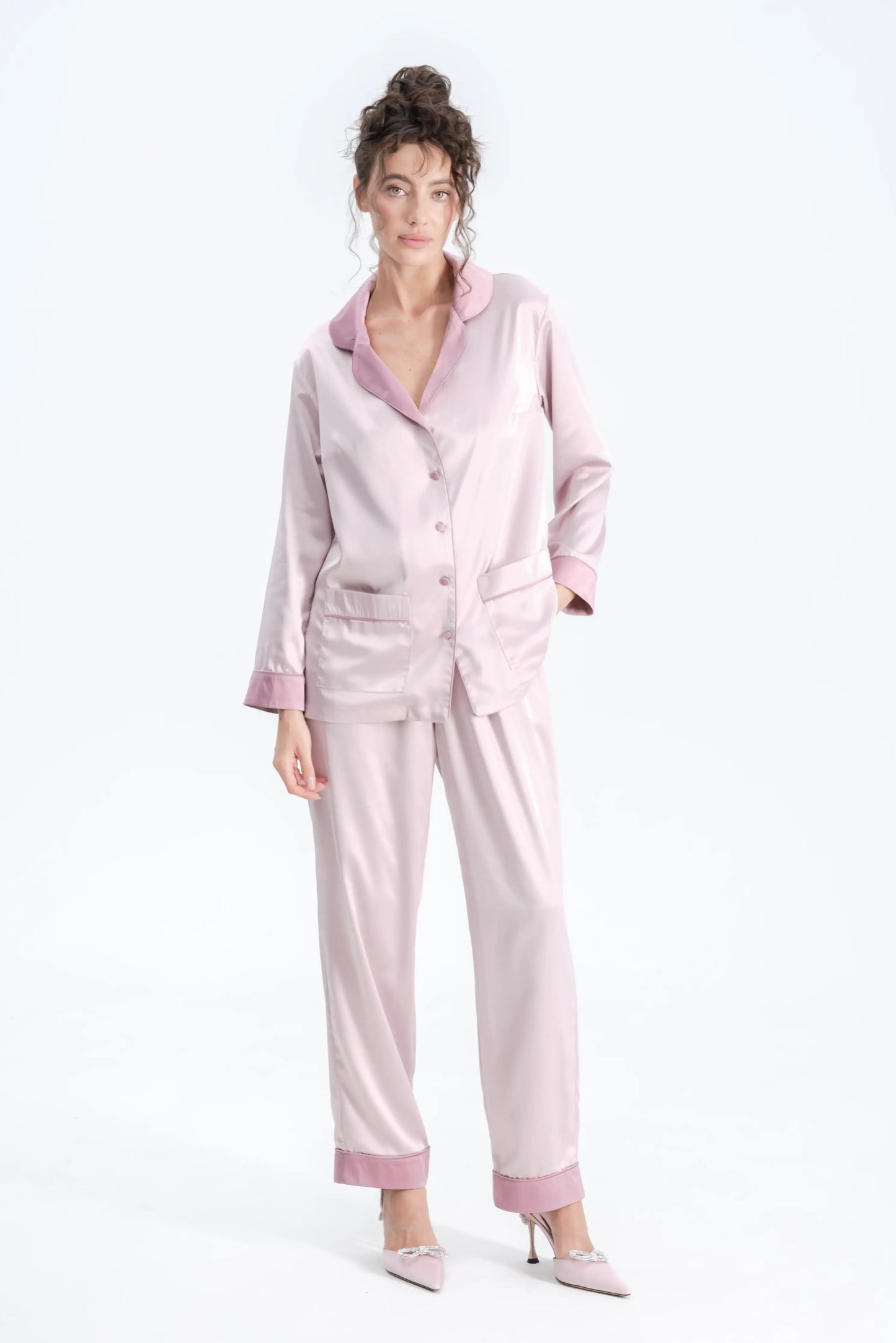 Long Satin Silk Pajamas