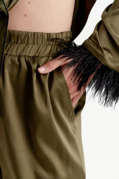 Satin Silk Feather Pajamas