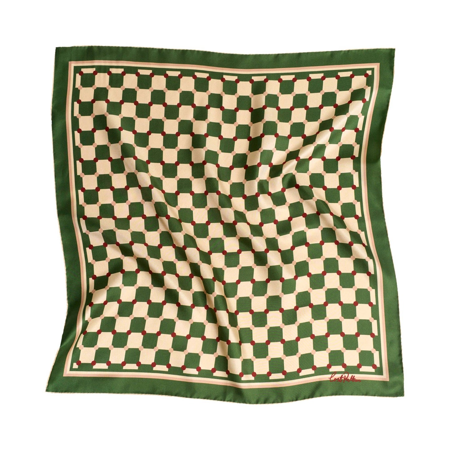 Green Checkerboard Silk Scarf