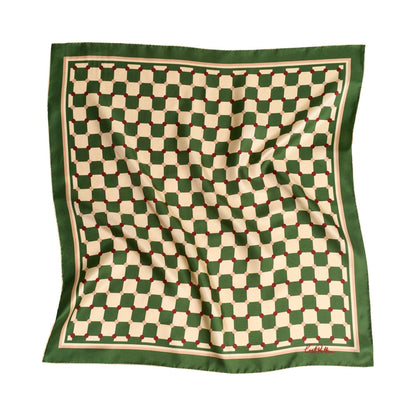 Green Checkerboard Silk Scarf