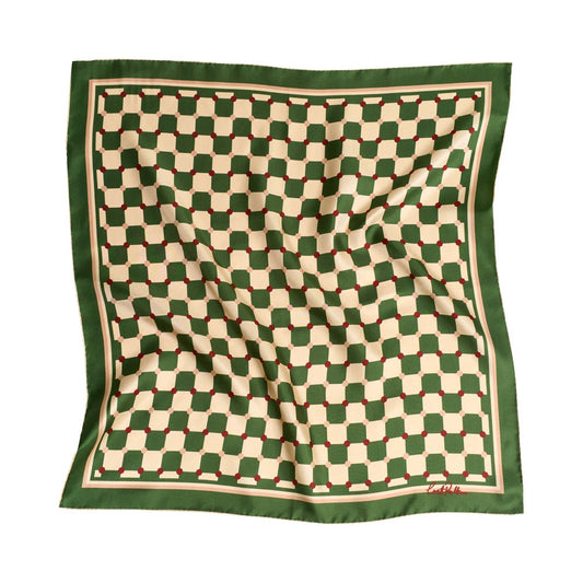 Green Checkerboard Silk Scarf