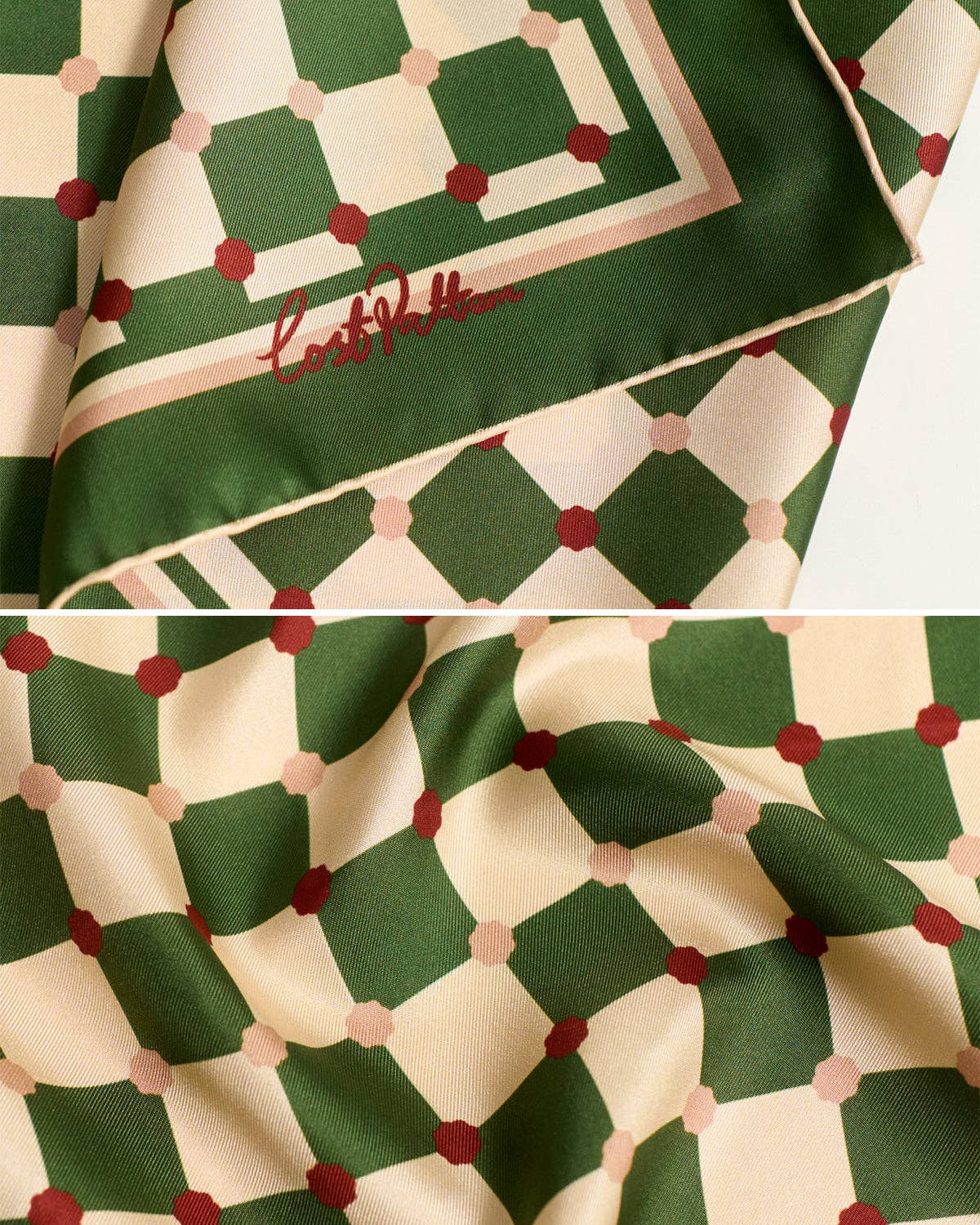 Green Checkerboard Silk Scarf