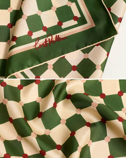 Green Checkerboard Silk Scarf