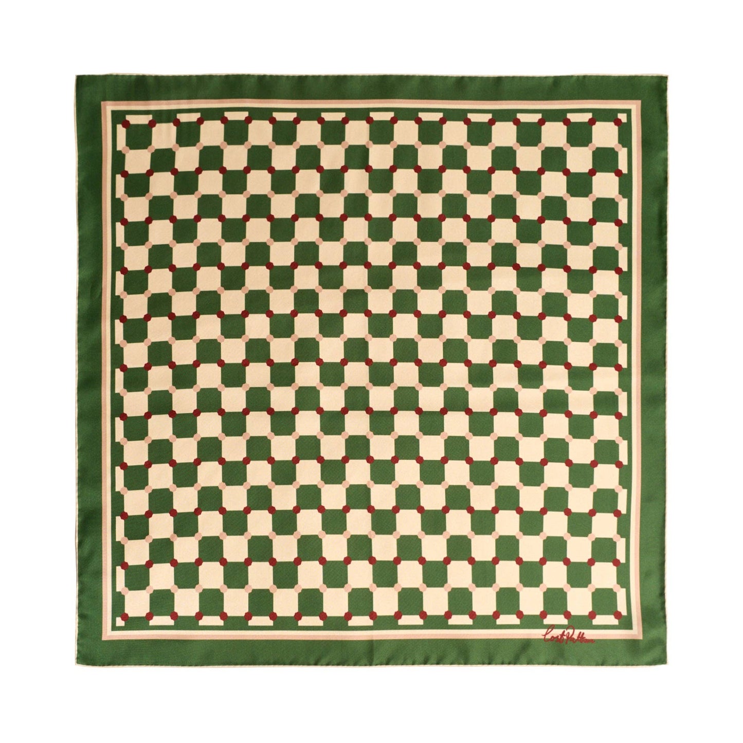 Green Checkerboard Silk Scarf