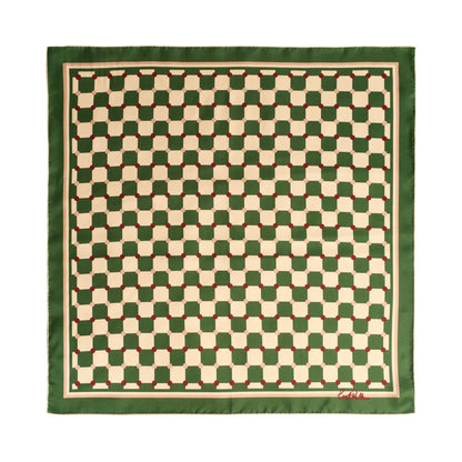Green Checkerboard Silk Scarf
