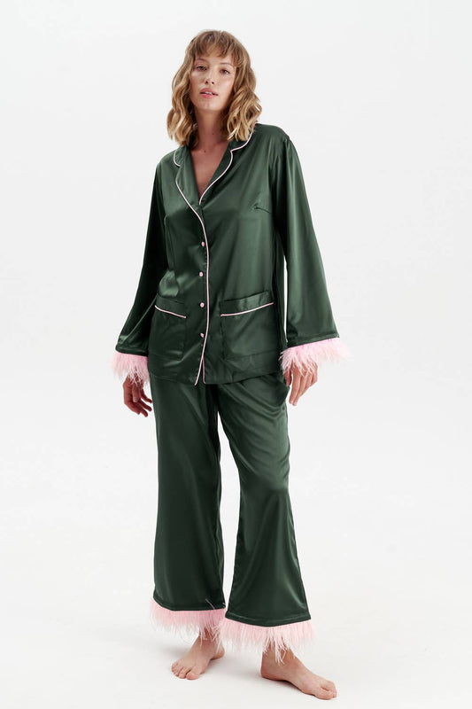 Satin Silk Feather Pajamas