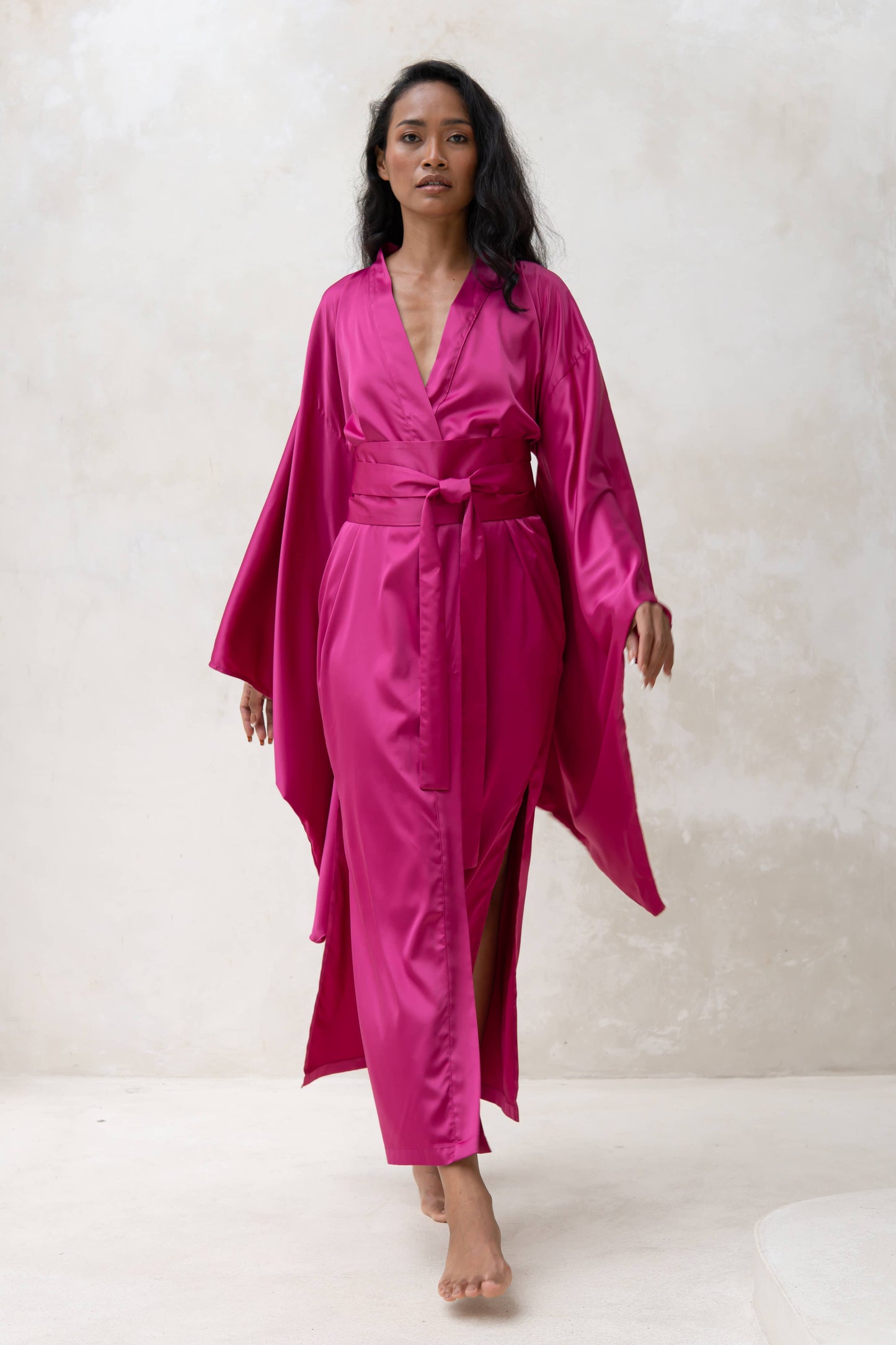 Silk Satin Dressing Gown Kimono