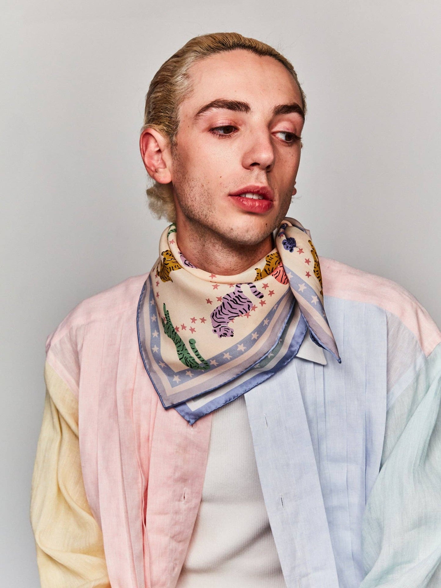 Neon Tigers Silk Bandana Scarf Small