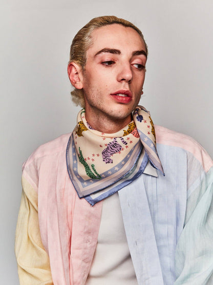 Neon Tigers Silk Bandana Scarf Small