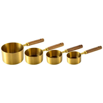 Stainless Steel & Wood Measuring Cups