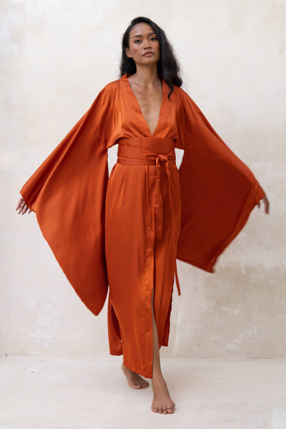 Silk Satin Dressing Gown Kimono