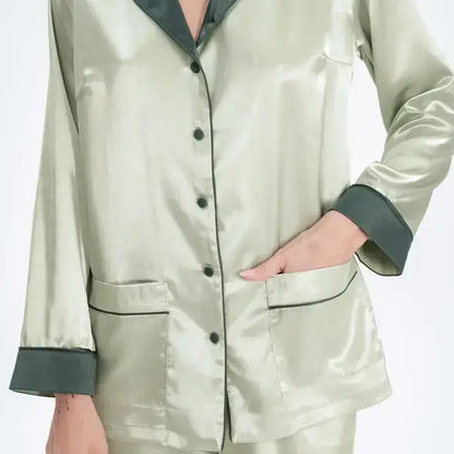 Long Satin Silk Pajamas