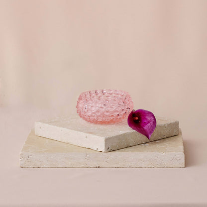 Handblown Hobnail Bowl in Petal Pink