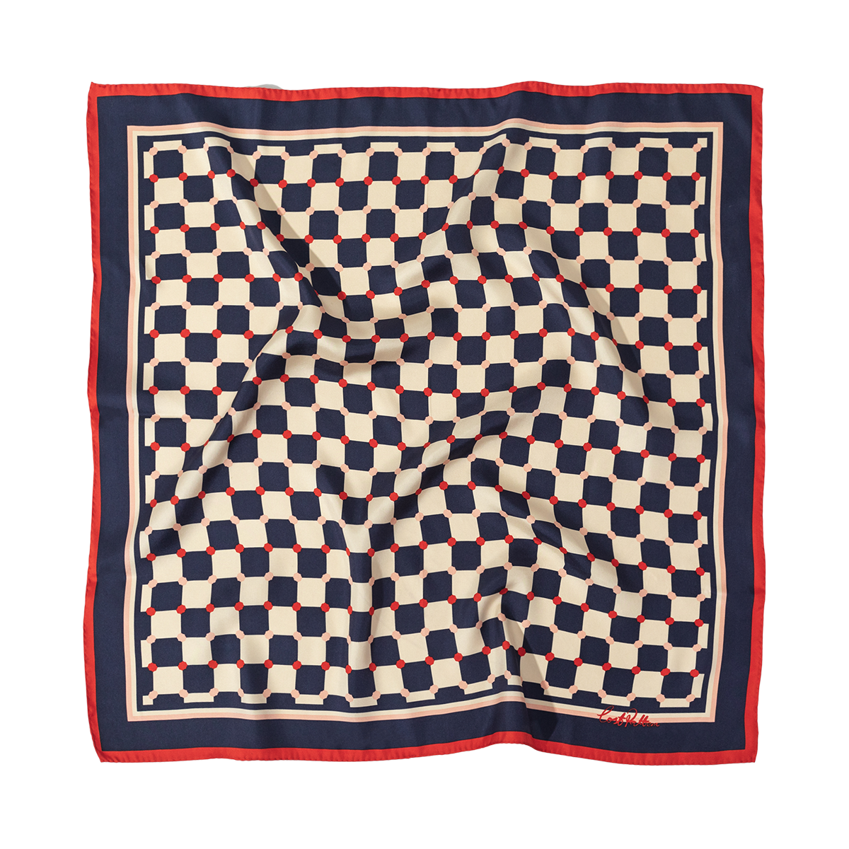 Blue Checkerboard Silk Scarf