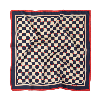 Blue Checkerboard Silk Scarf