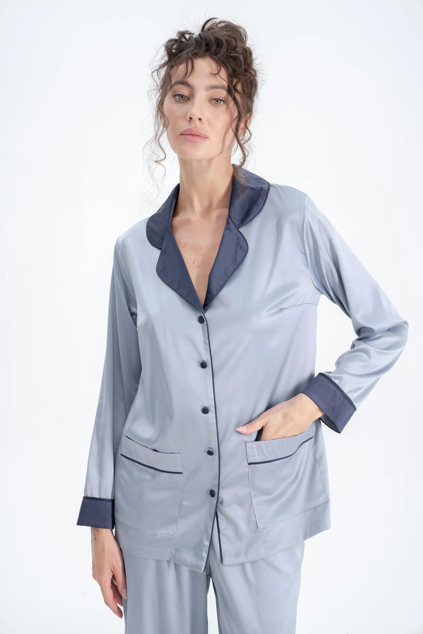 Long Satin Silk Pajamas