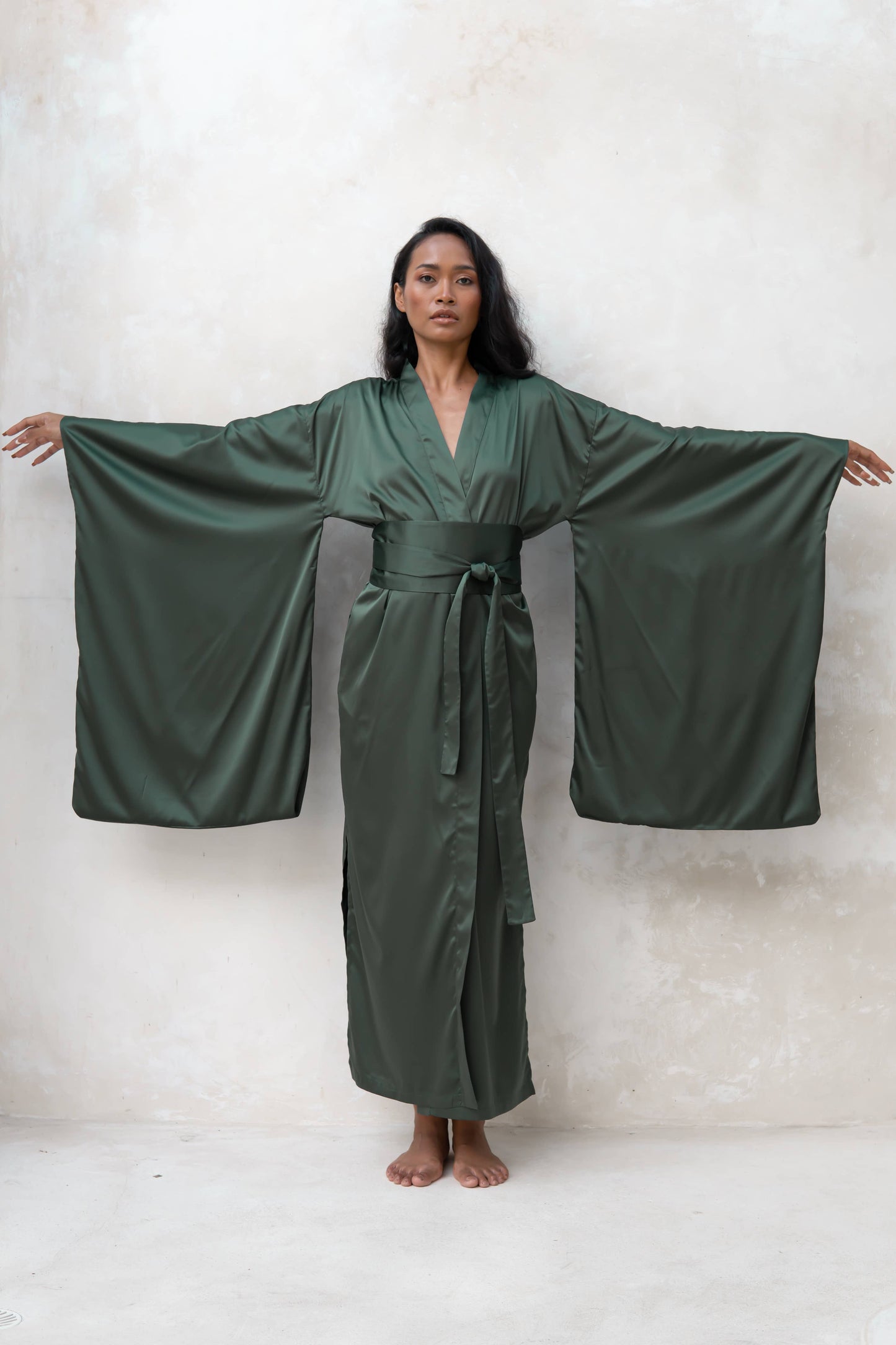 Silk Satin Dressing Gown Kimono