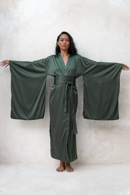 Silk Satin Dressing Gown Kimono