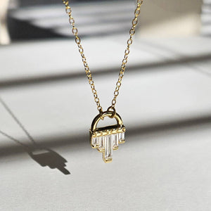 Baguette Art Deco Tiny Pendant Necklace - D.B. Gifts Gold / 16 Inches HolyBang Jewels