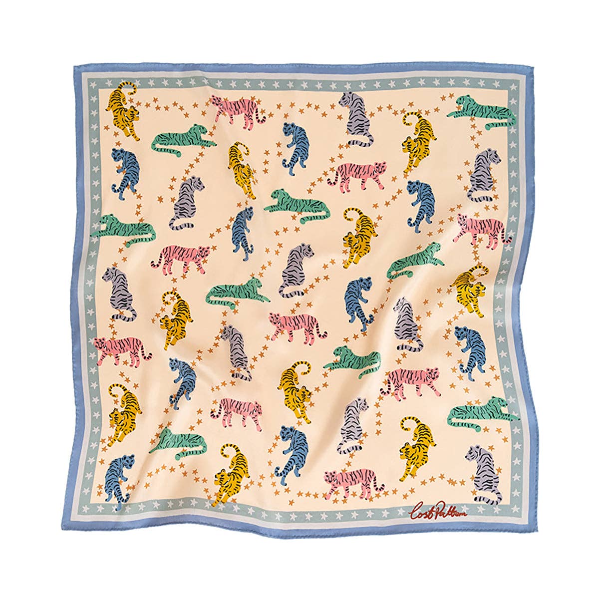 Neon Tigers Silk Bandana Scarf Small