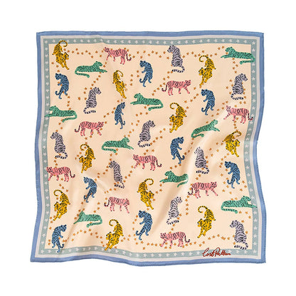 Neon Tigers Silk Bandana Scarf Small